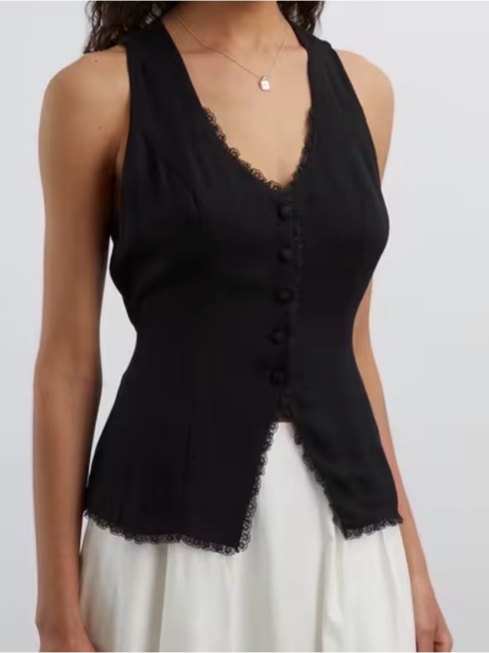 Reformation Skylar Black Button-Up Top